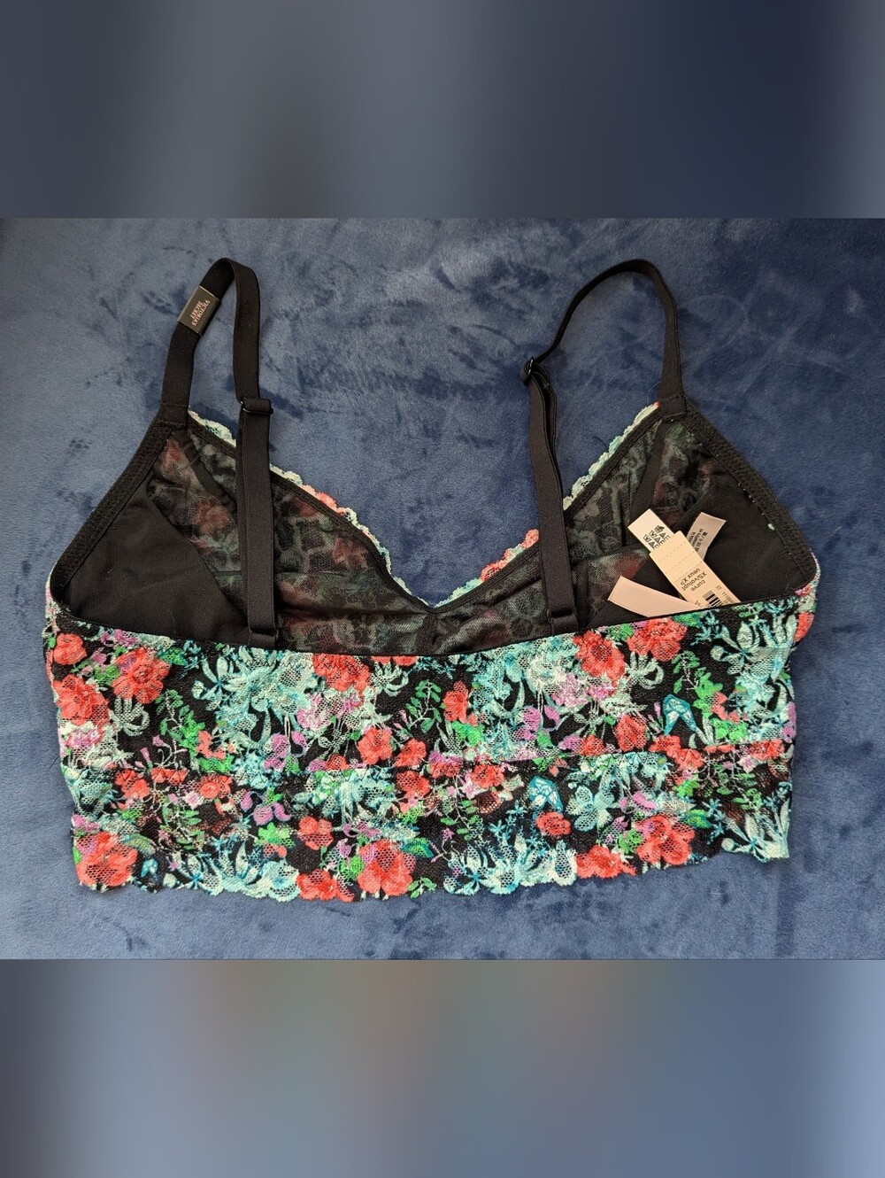 Victoria's Secret Black And Multicolored Floral Lace Bralette